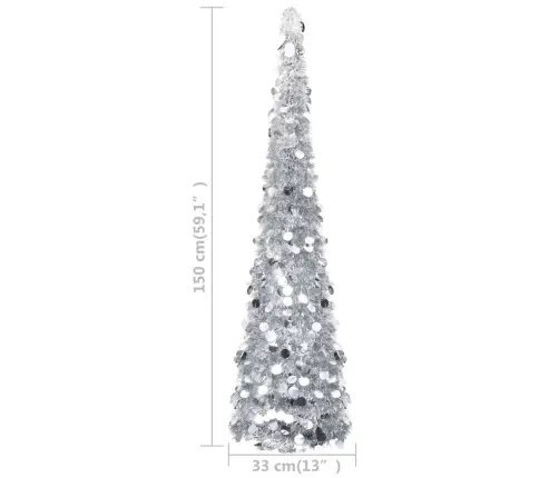 Mākslīgā Ziemassvētku Egle, Saliekama, Sudrabaina, 150 Cm, Pet Vidaxl