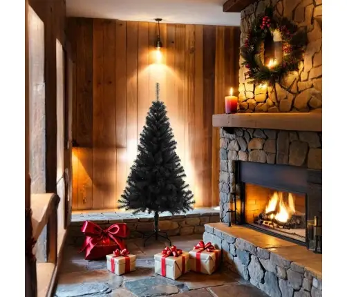 Mākslīgā Ziemassvētku Egle Ar Statīvu, Melna, 150 Cm, Pvc Vidaxl