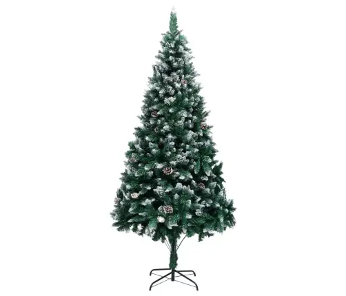 Mākslīgā Ziemassvētku Egle, Čiekuri, Balts Sniegs, 210 Cm Vidaxl