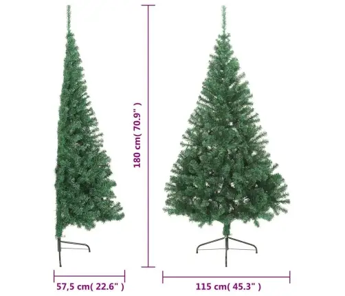 Mākslīgā Ziemassvētku Egle Ar Statīvu, Pusapaļa, 180 Cm, Pvc Vidaxl