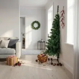 Mākslīgā Ziemassvētku Egle Ar Statīvu, Pusapaļa, 180 Cm, Pvc Vidaxl