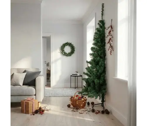 Mākslīgā Ziemassvētku Egle Ar Statīvu, Pusapaļa, 210 Cm, Pvc Vidaxl