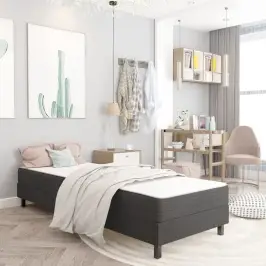 Gulta Ar Atsperu Matraci, Tumši Pelēks Audums, 80X200 Cm Vidaxl Gulta Ar Atsperu Matraci, Tumši Pelēks Audums, 80X200 Cm Vidaxl