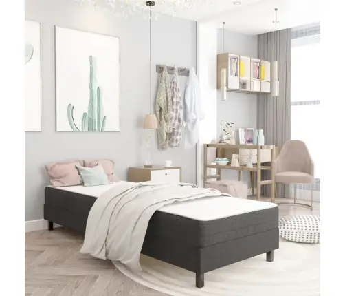 Gulta Ar Atsperu Matraci, Tumši Pelēks Audums, 100X200 Cm Vidaxl