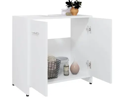 Vannitoakapp Valge 60 X 33 X 61 Cm Tehispuit