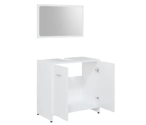 Vonios Kambario Baldų Komplektas, Baltas, Apdirbta Mediena