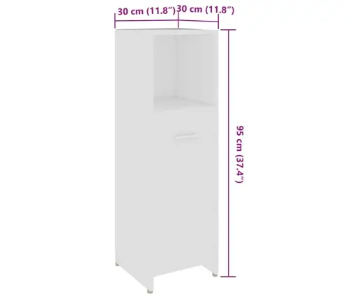 Vannasistabas Skapītis, Balts, 30X30X95 Cm, Inženierijas Koks Vidaxl Vannasistabas Skapītis, Balts, 30X30X95 Cm, Inženierijas Koks Vidaxl