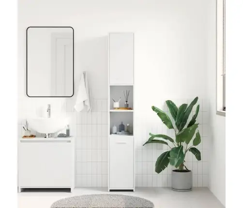 Vannitoakapp Valge 30 X 30 X 183,5 Cm Tehispuit