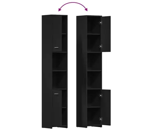 Vonios Kambario Spintelė, Juoda, 30X30X183,5cm Mediena