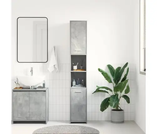 Vannasistabas Plaukts, Pelēks, 30X30X183,5Cm, Inženierijas Koks Vidaxl