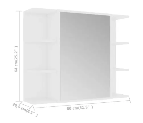 Vannasistabas Spoguļskapītis, Balts, 80X20,5X64 Cm Vidaxl
