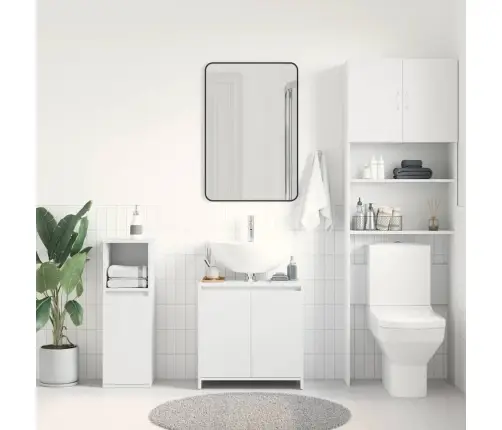 Vannasistabas Skapītis, Balts, 60X33X61 Cm, Inženierijas Koks Vidaxl