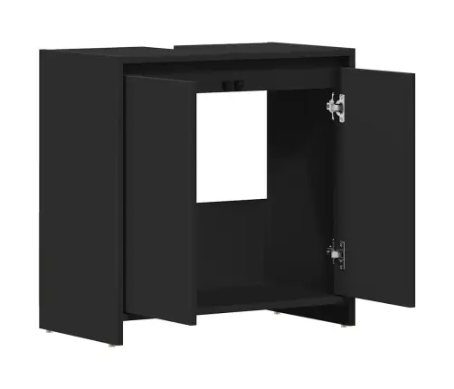 Vannasistabas Skapītis, Melns, 60X33X61 Cm, Inženierijas Koks Vidaxl