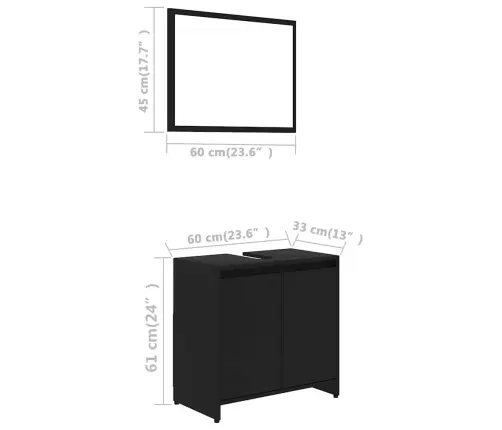 Vannasistabas Mēbeļu Komplekts, Melns, Skaidu Plāksne Vidaxl