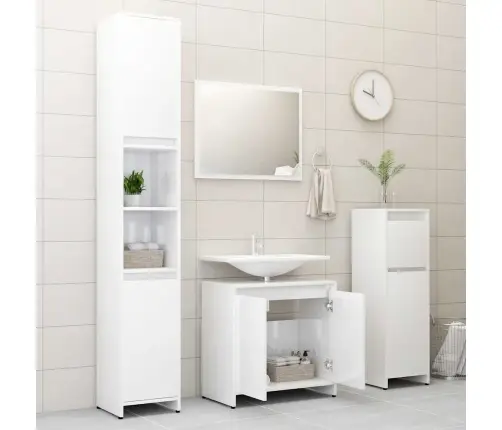 Vannitoamööbli Komplekt, Kõrgläikega Valge, Tehispuit