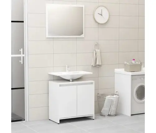 Vannitoamööbli Komplekt, Kõrgläikega Valge, Tehispuit