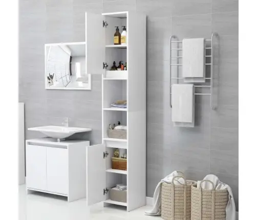 Vannasistabas Plaukts, Balts, 30X30X183,5 Cm, Inženierijas Koks Vidaxl Vannasistabas Plaukts, Balts, 30X30X183,5 Cm, Inženierijas Koks Vidaxl