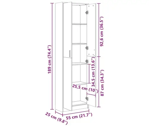 Esiku Garderoob Valge 55 X 25 X 189 Cm Tehispuit