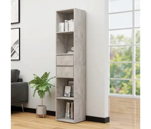 Grāmatu Plaukts, Betona Pelēks, 36X30X171 Cm, Inženierijas Koks Vidaxl