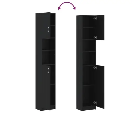 Vonios Spintelė, Juoda, 32X25,5X190cm Apdirbta Mediena Vonios Spintelė, Juoda, 32X25,5X190cm Apdirbta Mediena