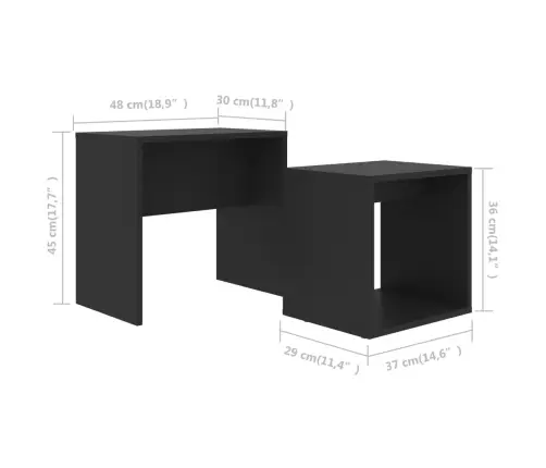 Kafijas Galdiņu Komplekts, Melns, 48X30X45Cm, Inženierijas Koks Vidaxl Kafijas Galdiņu Komplekts, Melns, 48X30X45Cm, Inženierijas Koks Vidaxl