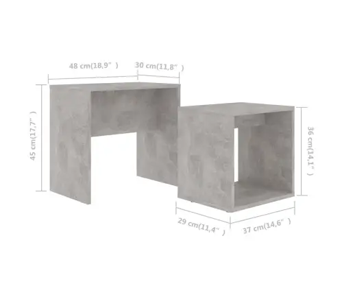 Kafijas Galdiņu Komplekts, Pelēks, 48X30X45Cm Inženierijas Koks Vidaxl