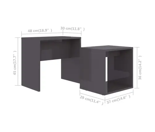 Kohvilaudade Komplekt, Hall, 48 X 30 X 45 Cm Tehispuit