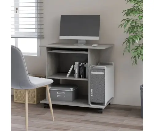 Datorgalds, Betona Pelēks, 80X50X75 Cm, Inženierijas Koks Vidaxl