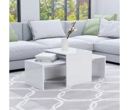 Kafijas Galdiņu Komplekts, Balts, 100X48X40Cm Inženierijas Koks Vidaxl