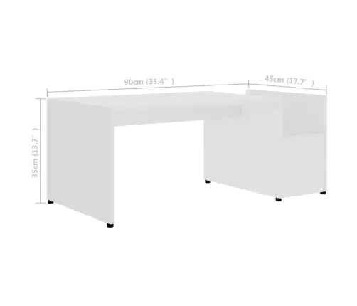 Kafijas Galdiņš, Balts, 90X45X35 Cm, Inženierijas Koks Vidaxl