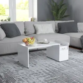 Kafijas Galdiņš, Balts, 90X45X35 Cm, Inženierijas Koks Vidaxl
