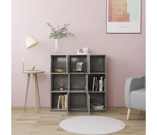 Grāmatu Plaukts, Betona Pelēks, 90X30X90 Cm, Inženierijas Koks Vidaxl