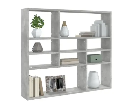 Sienas Plaukts, Betona Pelēks, 90X16X78 Cm, Inženierijas Koks Vidaxl