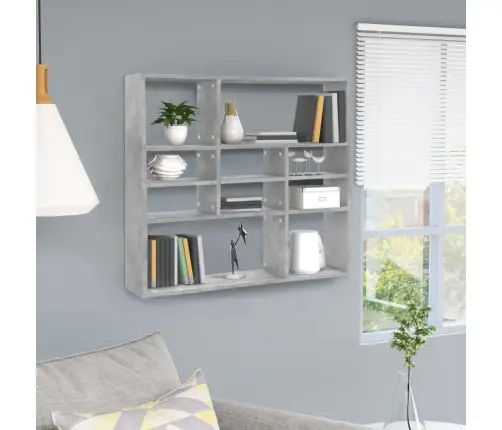 Sienas Plaukts, Betona Pelēks, 90X16X78 Cm, Inženierijas Koks Vidaxl