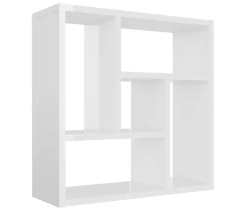 Sienas Plaukts Spīdīgi Balts 45,1X16X45,1 Cm, Inženierijas Koks Vidaxl