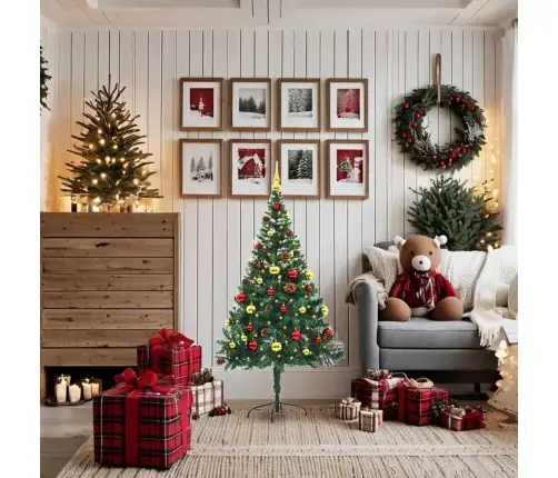 Kunstkuusk Ehete Ja Led-Tuledega, Roheline, 150 Cm