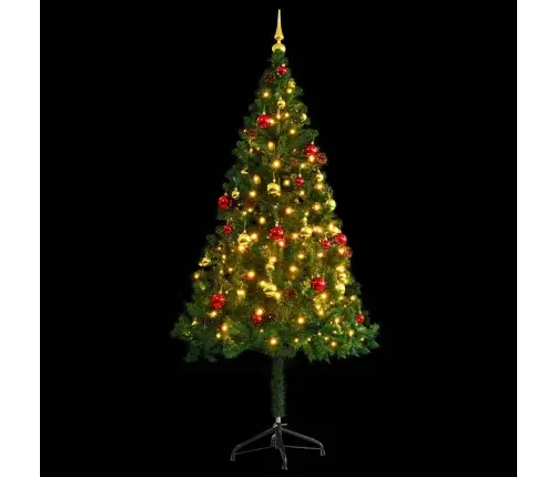 Izgaismota Mākslīgā Ziemassvētku Egle Ar Bumbām, 180 Cm, Zaļa Vidaxl