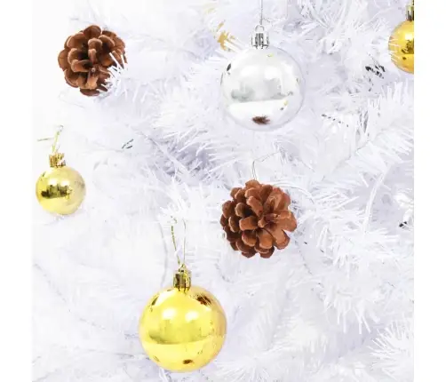 Valgustusega Kunstkuusk, Kuulidega, Valge, 150 Cm