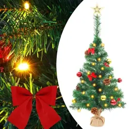 Izgaismota Mākslīgā Ziemassvētku Egle Ar Bumbām, 64 Cm, Zaļa Vidaxl Izgaismota Mākslīgā Ziemassvētku Egle Ar Bumbām, 64 Cm, Zaļa Vidaxl