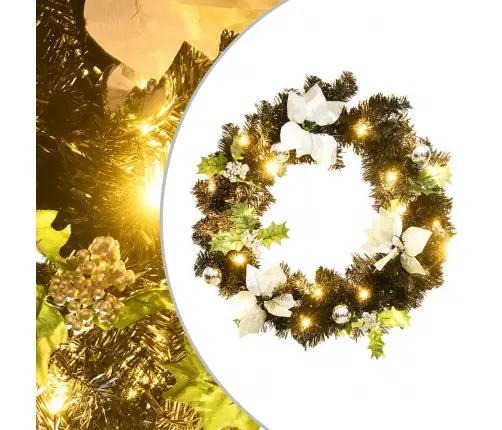 Ziemassvētku Vainags Ar Led Lampiņām, Melns, 60 Cm, Pvc Vidaxl