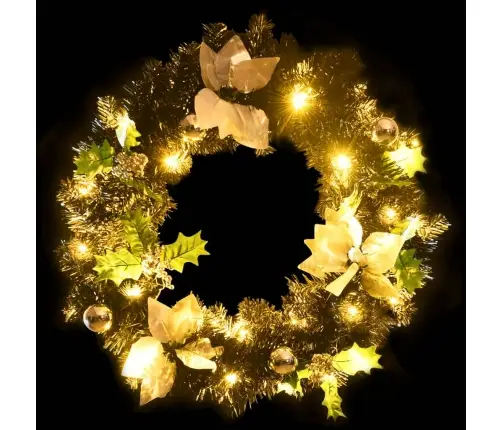 Ziemassvētku Vainags Ar Led Lampiņām, Melns, 60 Cm, Pvc Vidaxl