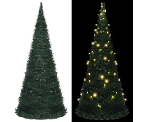 Izgaismota Mākslīgā Ziemassvētku Egle, Saliekama, Zaļa, 210 Cm Vidaxl