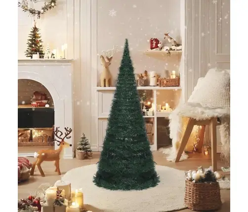 Izgaismota Mākslīgā Ziemassvētku Egle, Saliekama, Zaļa, 210 Cm Vidaxl