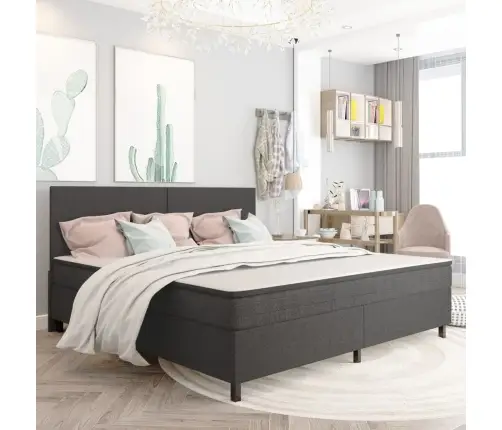 Gulta Ar Atsperu Matraci, Tumši Pelēks Audums, 200X200 Cm Vidaxl