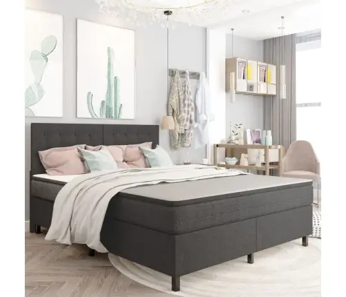 Lova Su Spyruokliniu Čiužiniu, Tamsi Pilka, 160X200cm Audinys