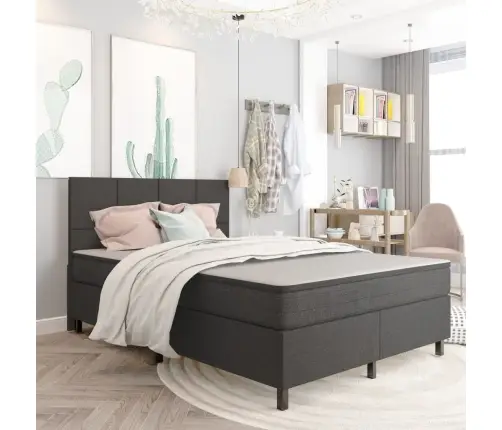 Gulta Ar Atsperu Matraci, Tumši Pelēks Audums, 180X200 Cm Vidaxl