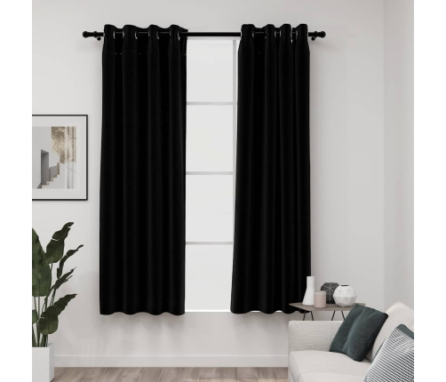 Linase Välimusega Pimendavad Kardinad 2 Tk Must 140 X 175 Cm