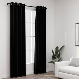 Linase Välimusega Pimendavad Kardinad 2 Tk Must 140 X 225 Cm