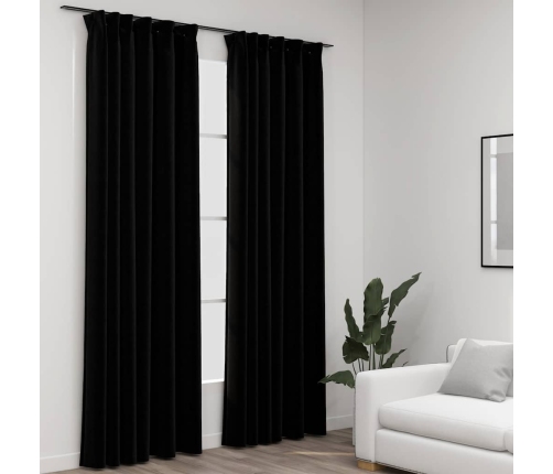 Pimendavad Kardinad Konksudega, 2 Tk Must 140 X 245 Cm
