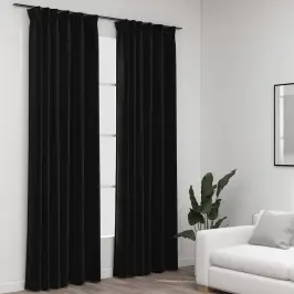 Naktinės Užuolaidos Su Kabliukais, 2Vnt., Antracito, 140X225Cm